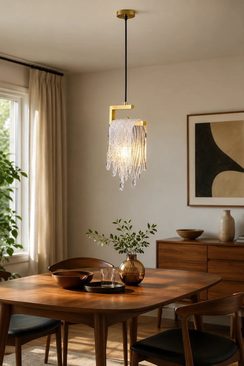 Kristy Modern Flowing Jelly Pendant Light, Gold, Crystal/Brass - Lumpaz