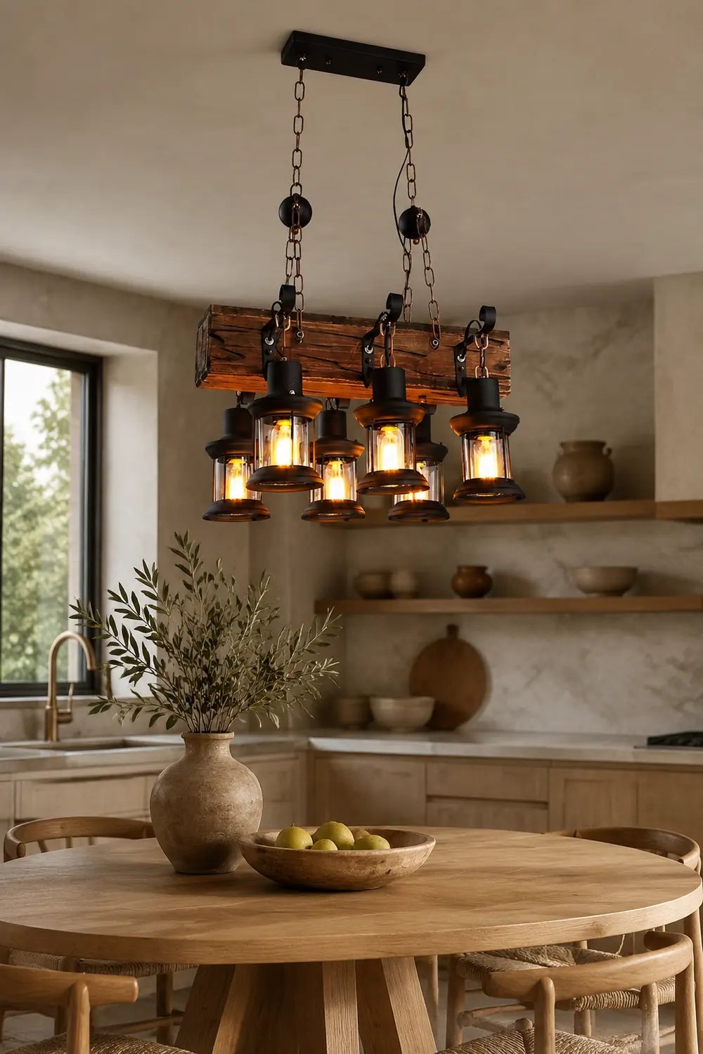 Austin Retro Rectangular Metal/Wood Lantern Pendant Light - Lumpaz