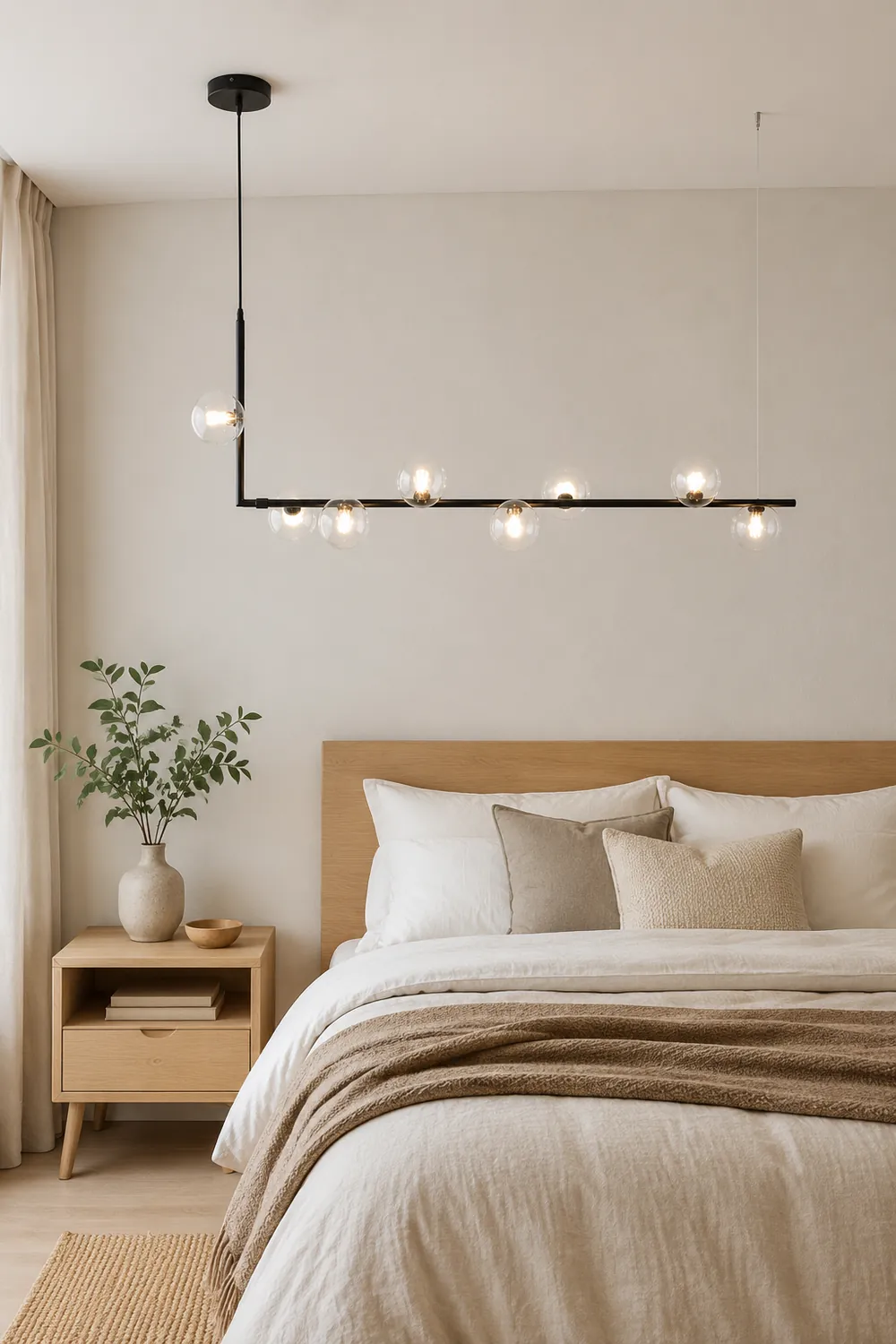 Valentina Minimalist Linear Pendant Light, Black & Gold, 6/8 Heads - Lumpaz