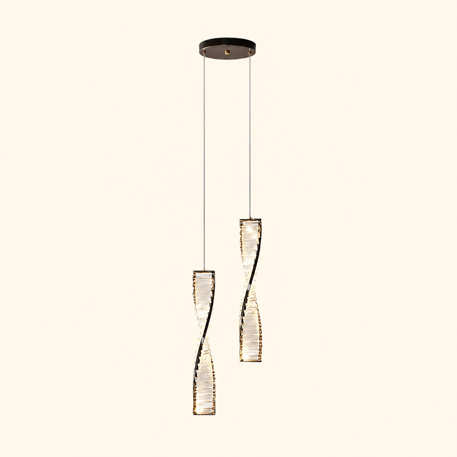 Marilyn Modern Spiral Strip Metal Pendant Light, Black/Gold - Lumpaz
