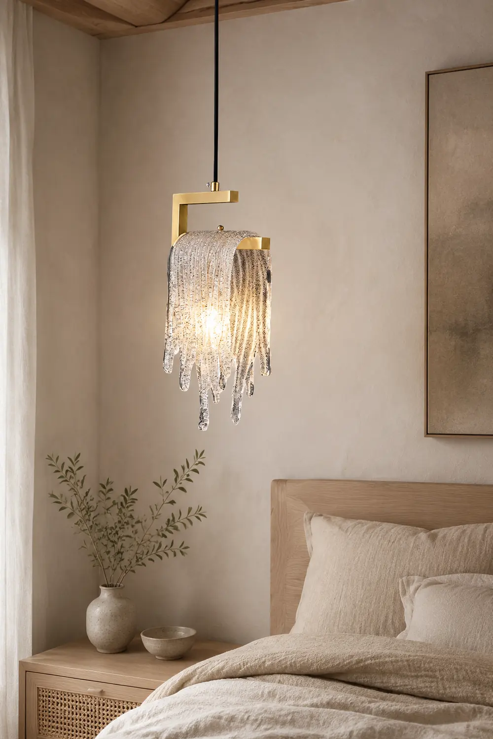 Kristy Modern Flowing Jelly Pendant Light, Gold, Crystal/Brass - Lumpaz