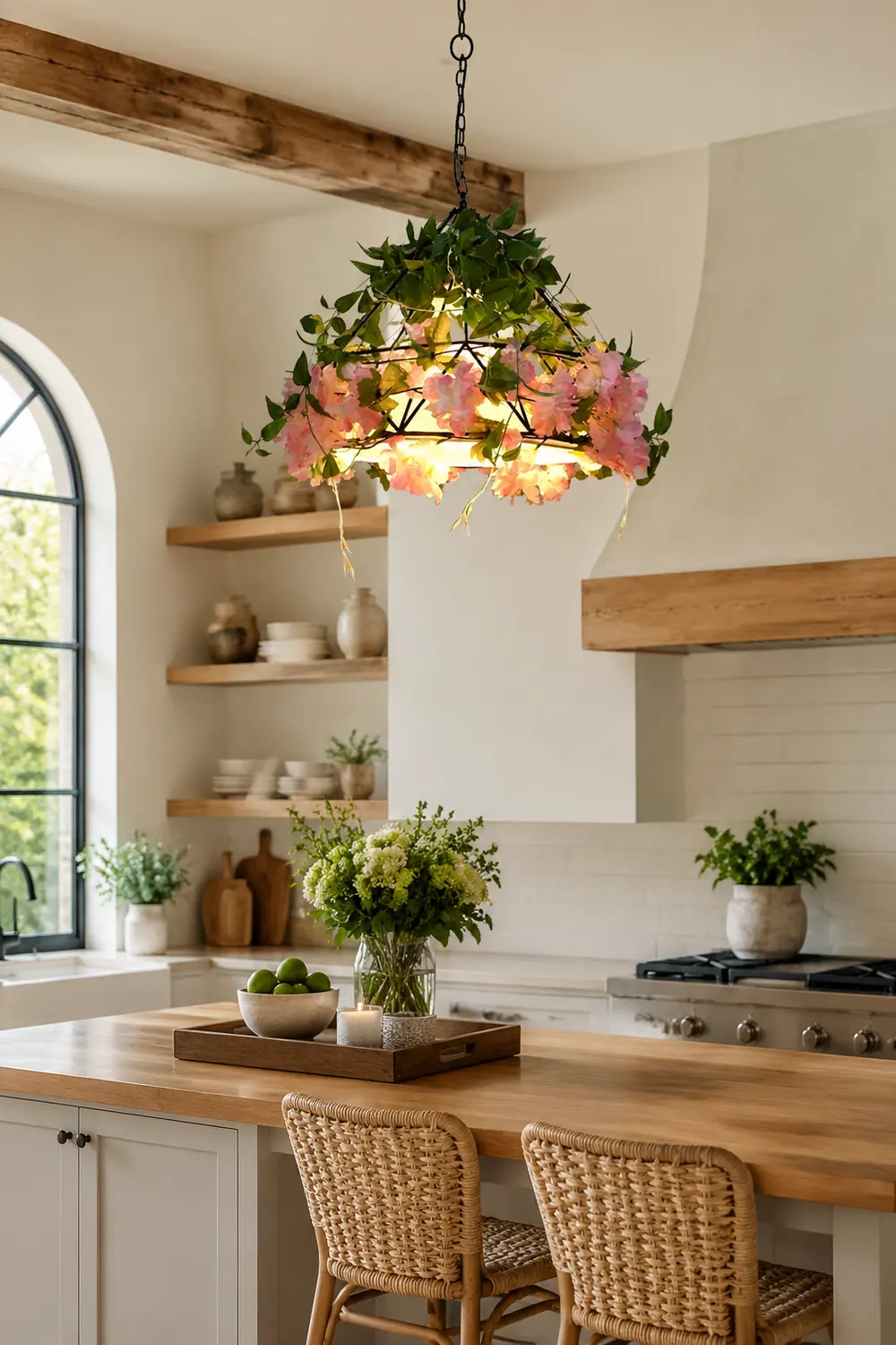 Nest Natural Decorative Flower Metal Pendant Light, Pink - Lumpaz