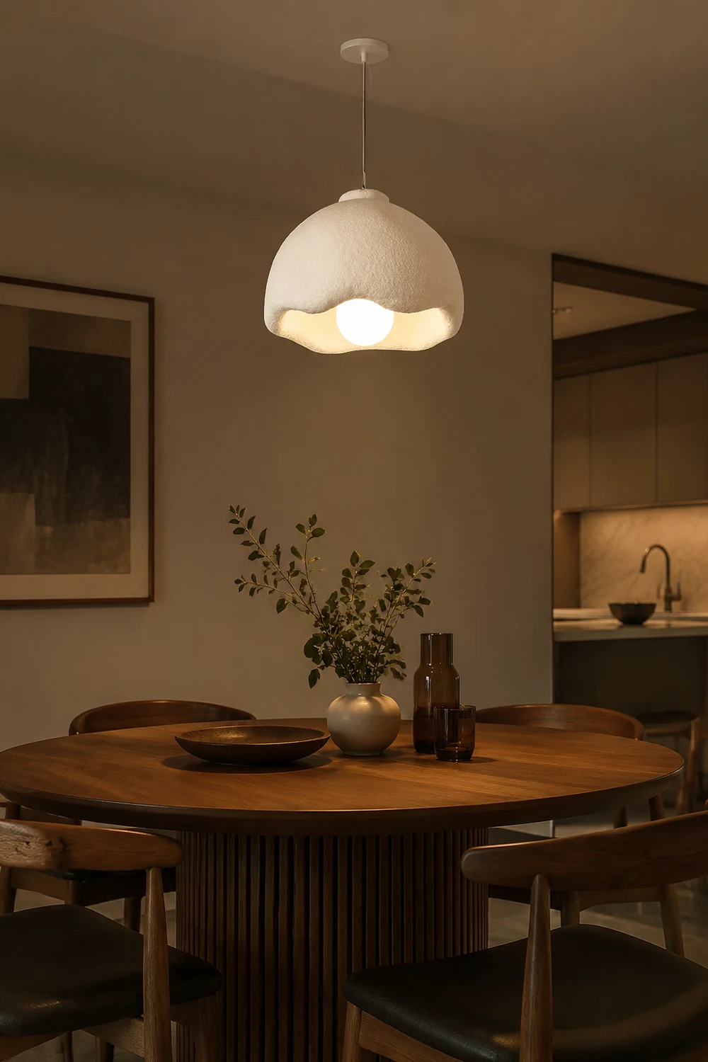 Byers Flower Shape Pendant Light, White, Living Room, Bedroom - Lumpaz