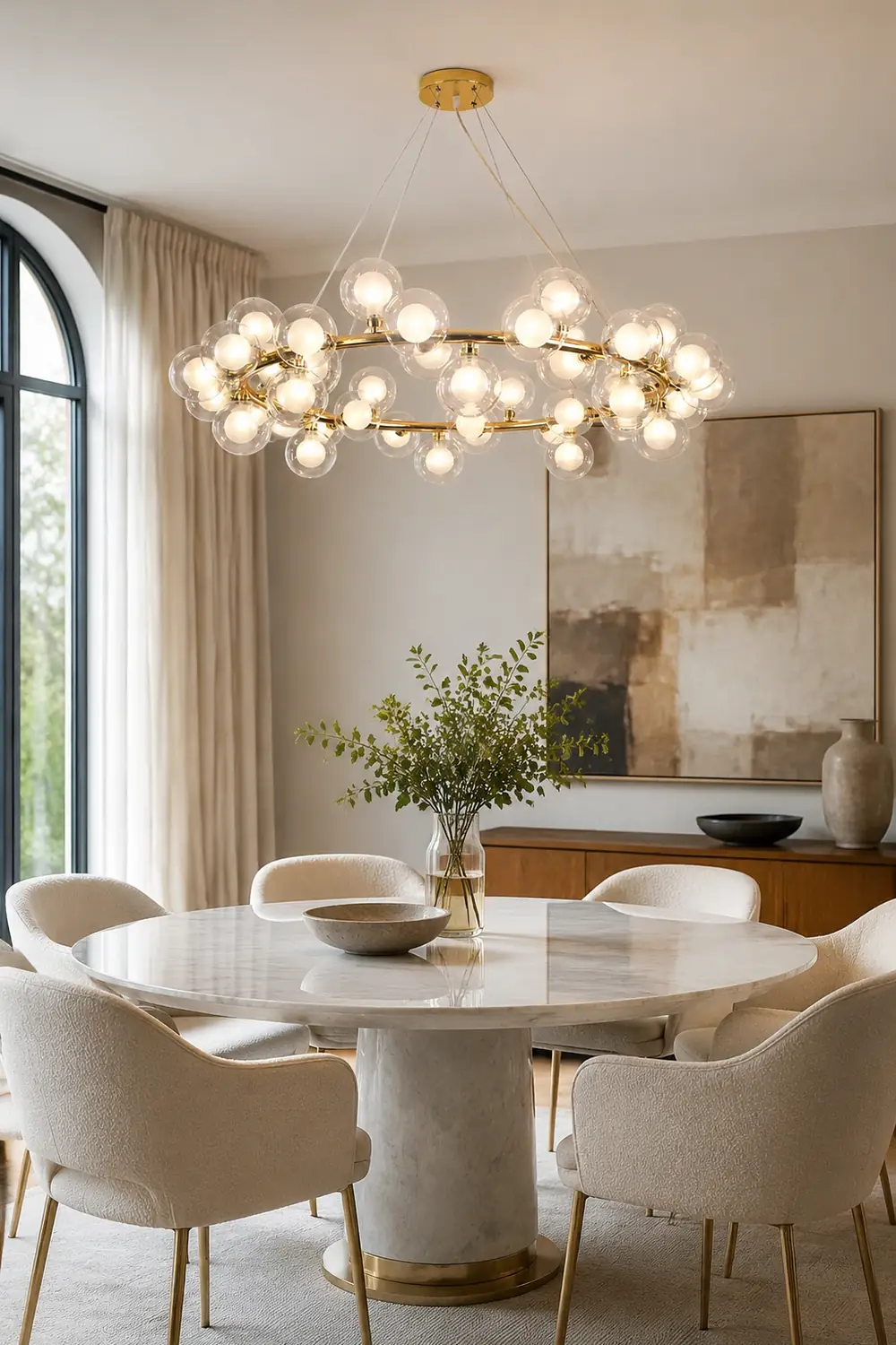 Valentina Modern Gold Bubble Pendant Light, Metal & Glass - Lumpaz