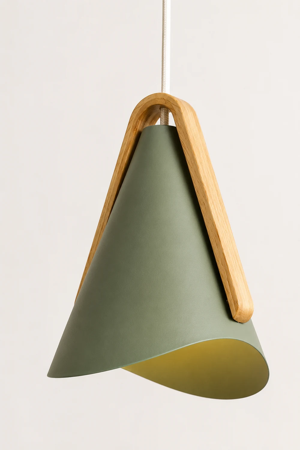 Morandi Modern Cone Pendant Light, Wood/Metal - Lumpaz