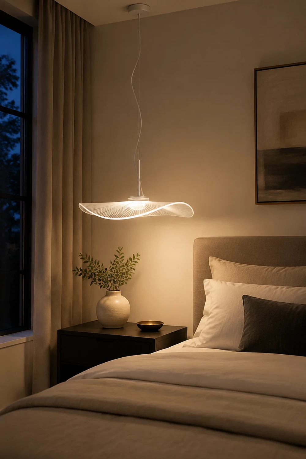Carins Designer Lotus Leaf Shaped Metal Pendant Light,White - Lumpaz