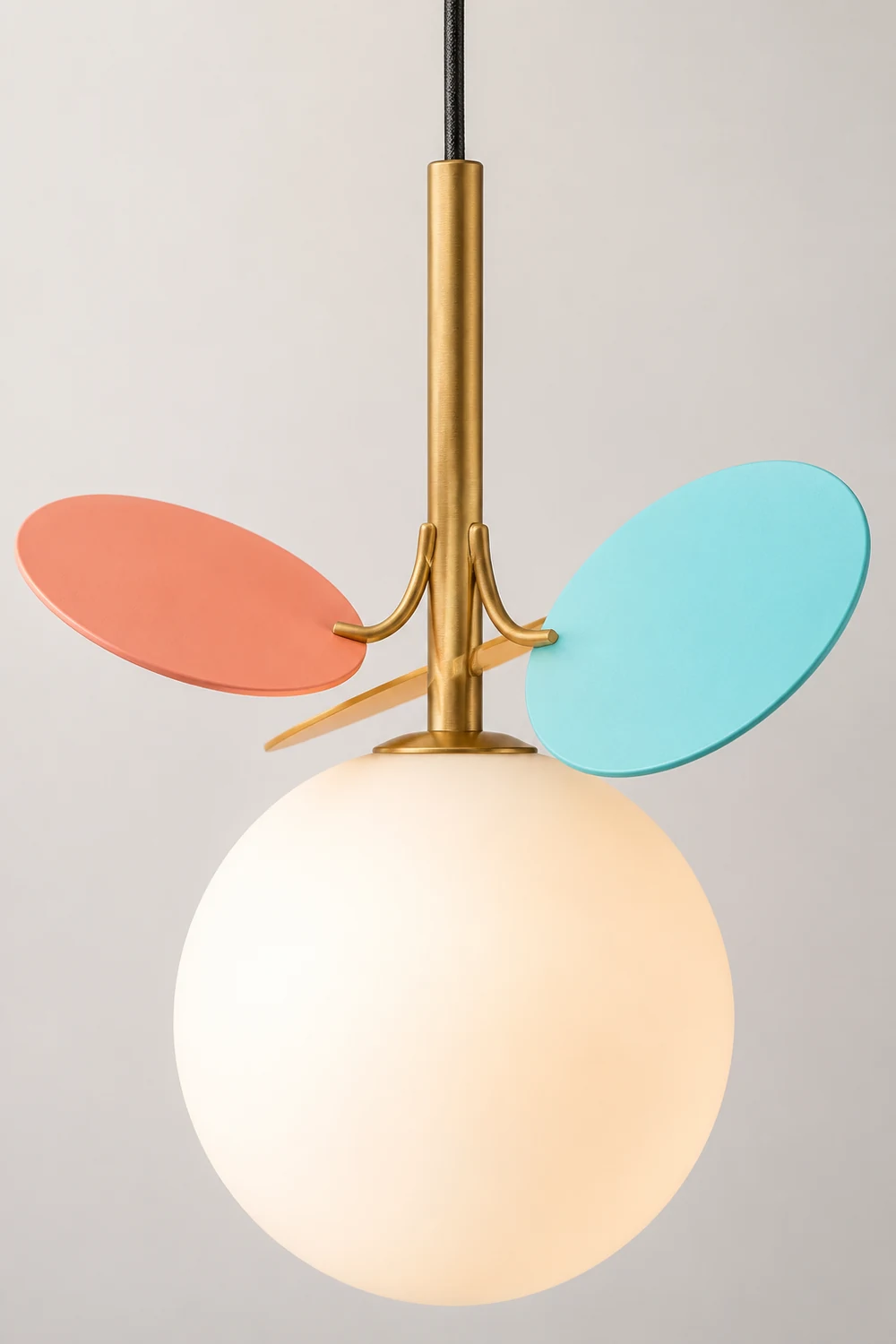 Jevon Art Deco Globe Pendant Light, Multi-Color/White, Metal/Glass - Lumpaz