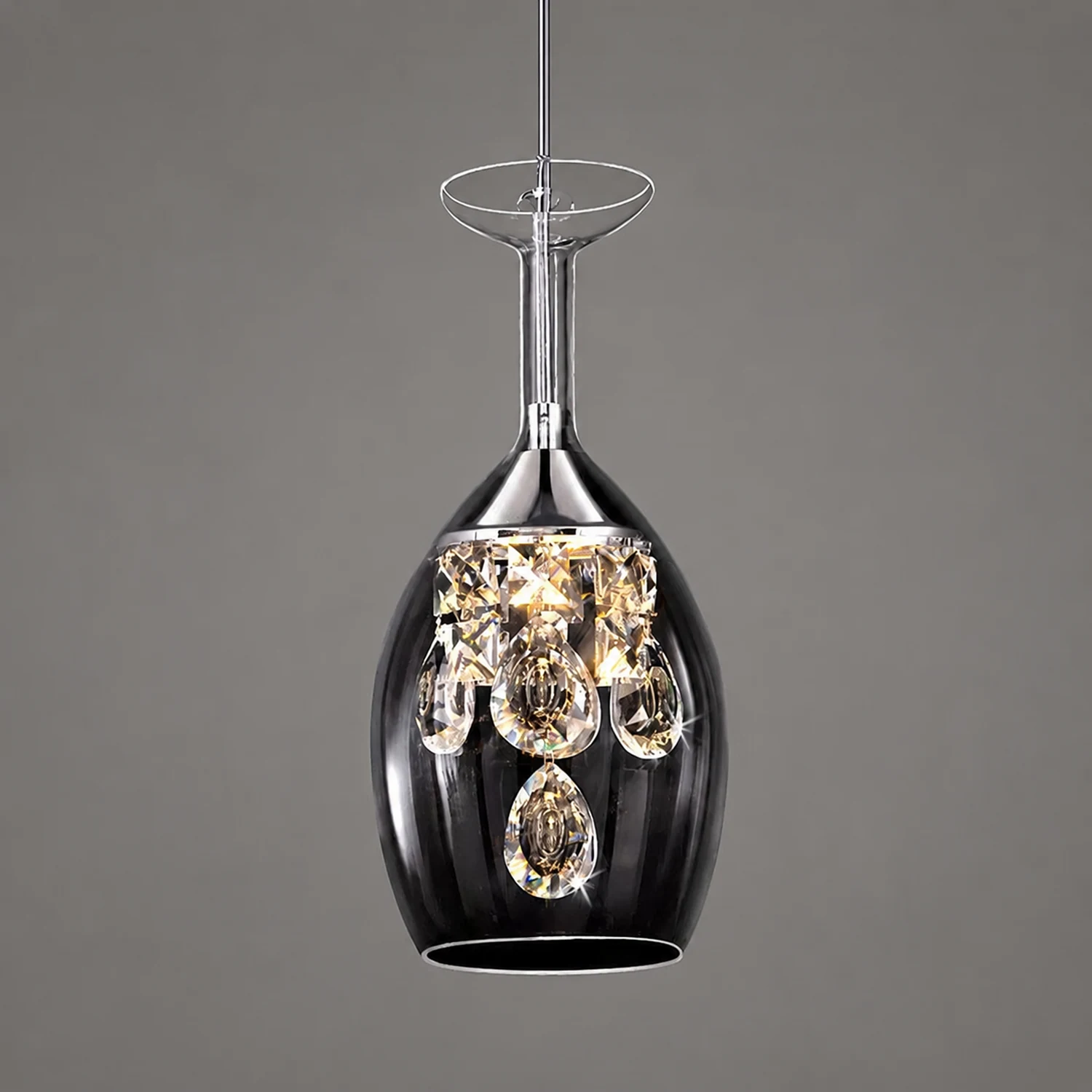 Kristy Modern Wine Glass/Crystal Pendant Light, Clear - Lumpaz