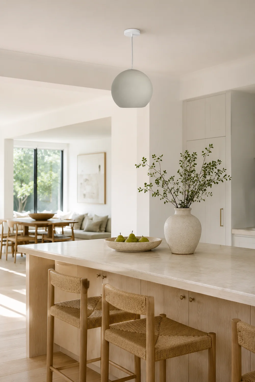 Byers Simple Ball Shape Metal Pendant Light, White/Gray - Lumpaz