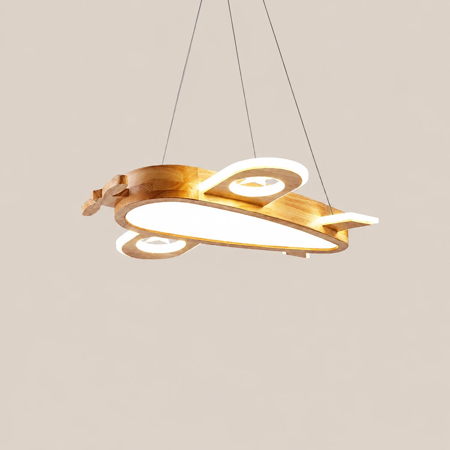 Minori Modern Natural Creative DIY Children Airplane Shape Acrylic Pendant Light ,Wood - Lumpaz