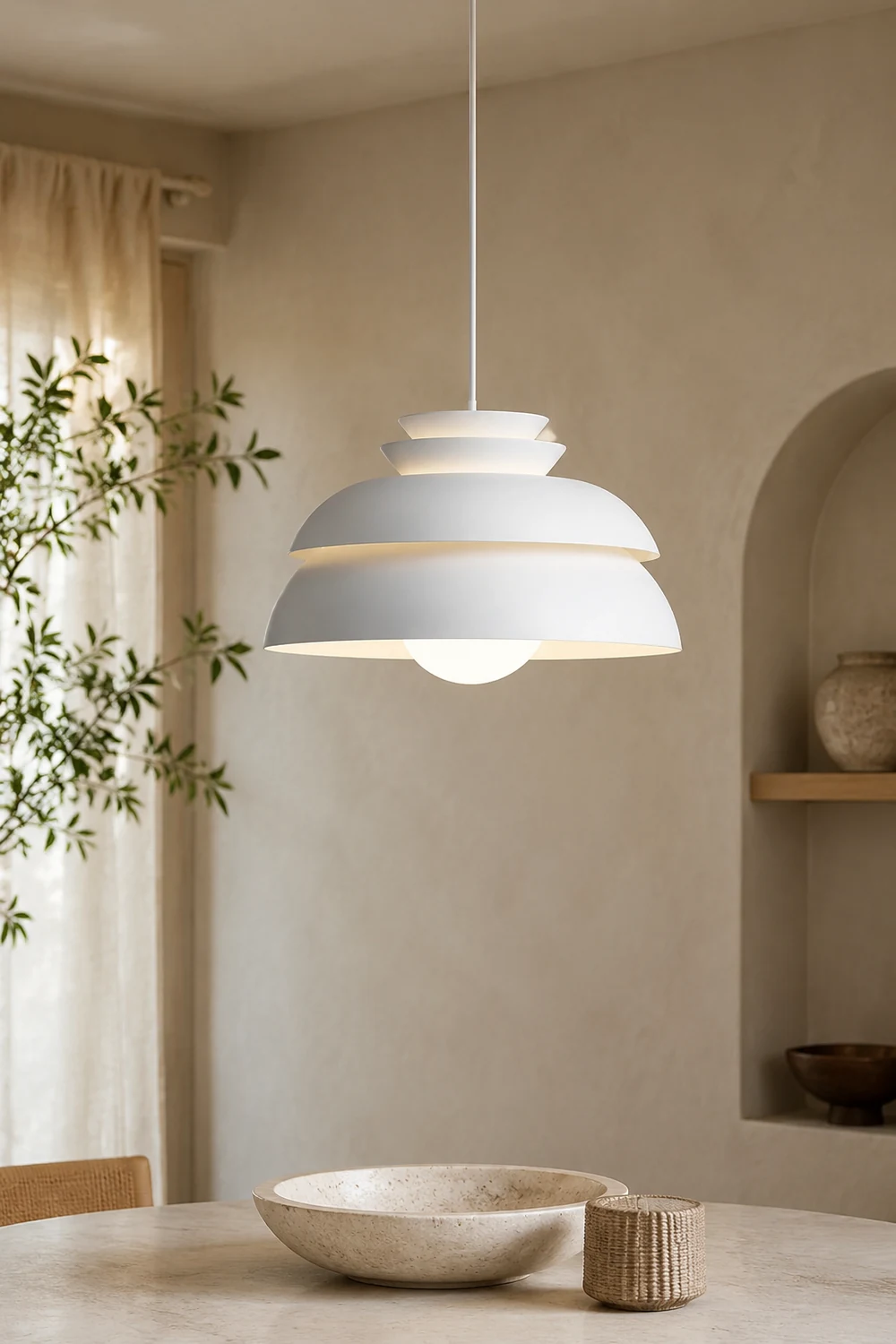 Morandi Modern White Pendant Light, Metal - Lumpaz