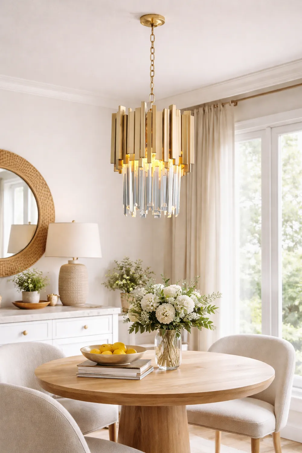 Kristy Modern Crystal Pendant Light, Gold & Chrome Living Room - Lumpaz