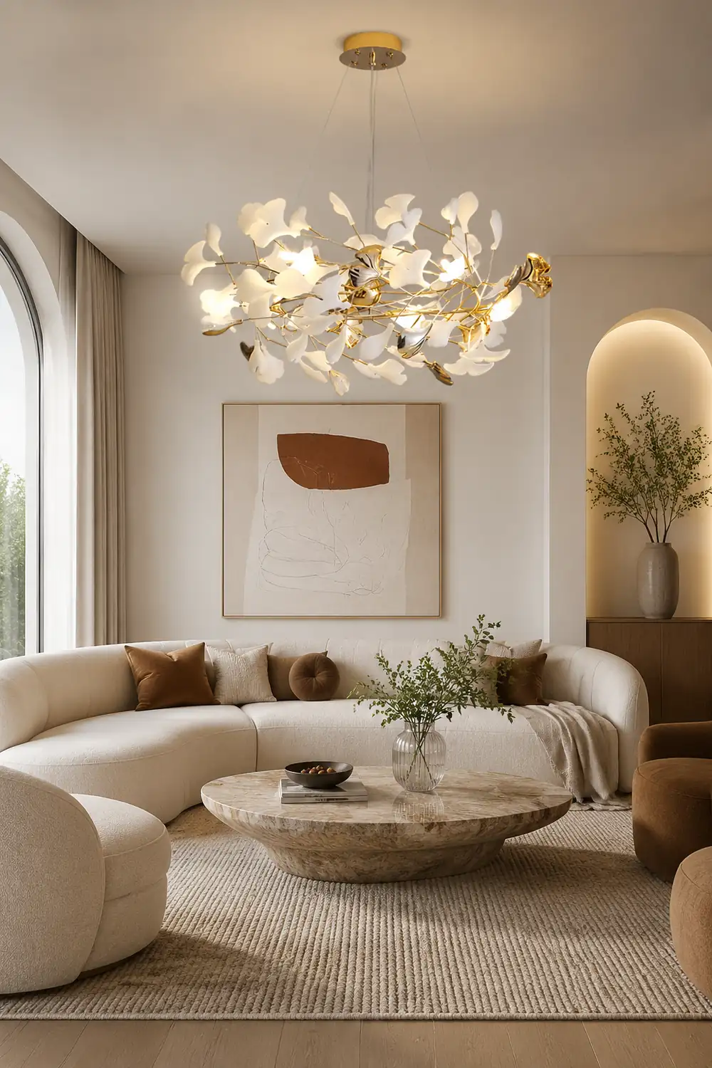 Ophelia Modern Petal Shaped Metal Ceramic Chandelier Dining Room - Lumpaz