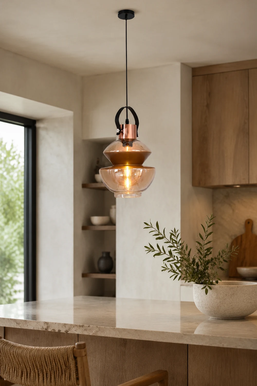 Alessio Copper Clear Glass Pendant Light - Lumpaz