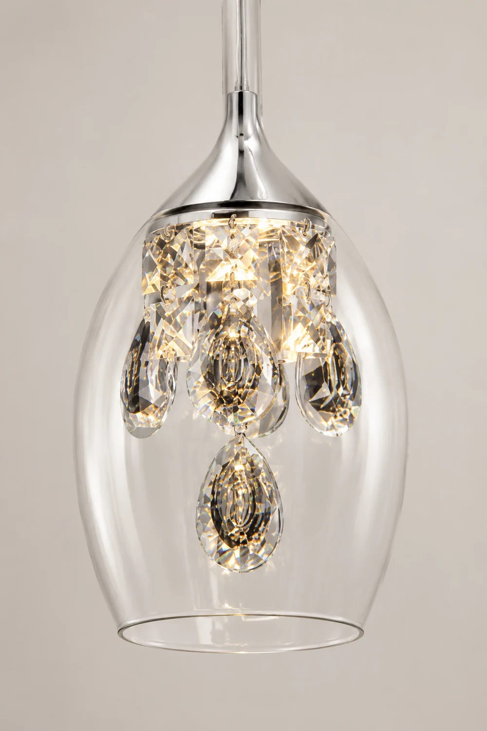 Kristy Modern Wine Glass/Crystal Pendant Light, Clear - Lumpaz
