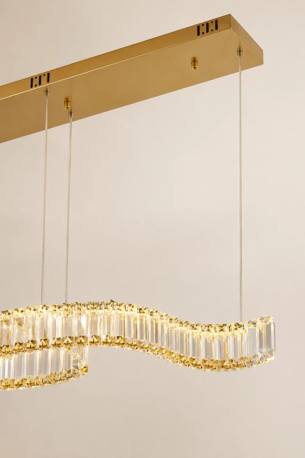 Kristy Luxury Wave Crystal/Metal Pendant Light, Silver/Gold - Lumpaz