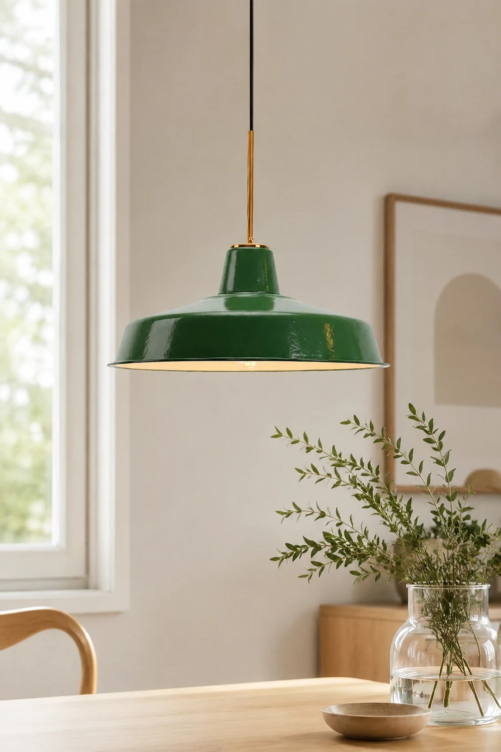 Cairns Vintage Metal Arched Pendant Light, Green - Lumpaz