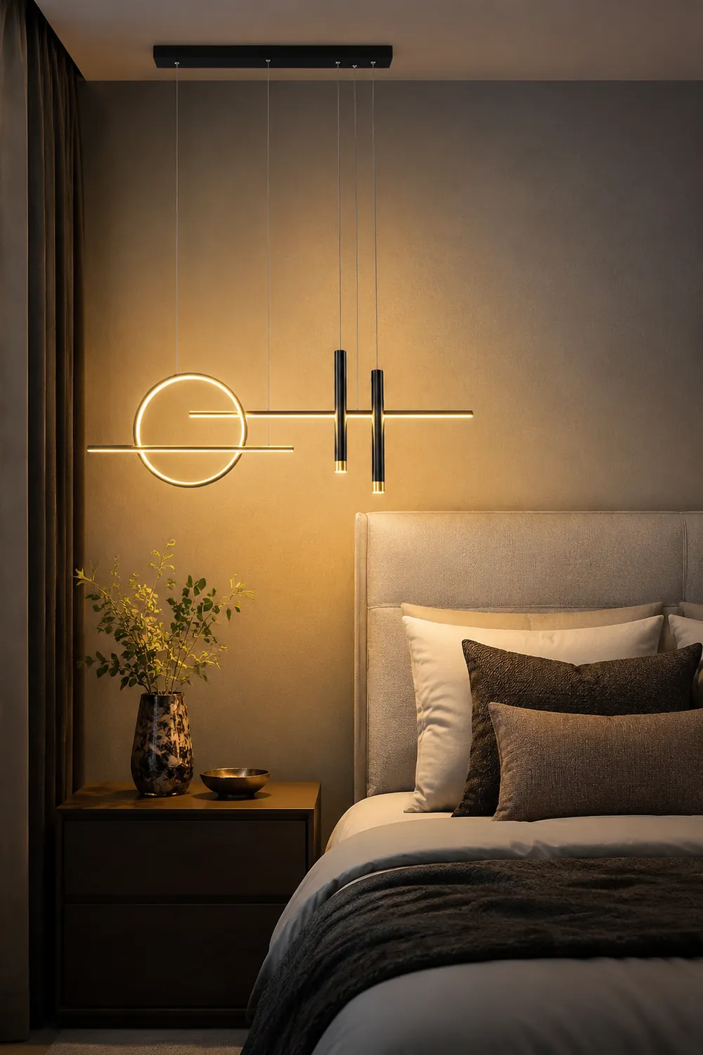 Madina Modern Led Pendant Light, Irregular Ring, Black/Glod - Lumpaz