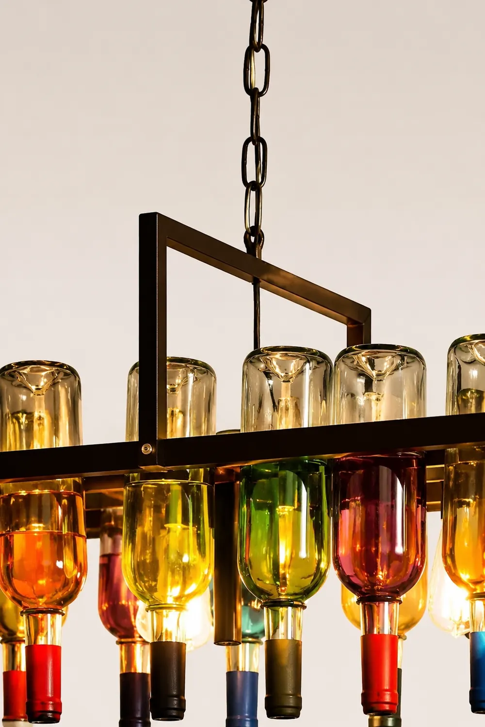 Hailie Art-Deco Wine Bottle Glass Pendant Light, Rust - Lumpaz