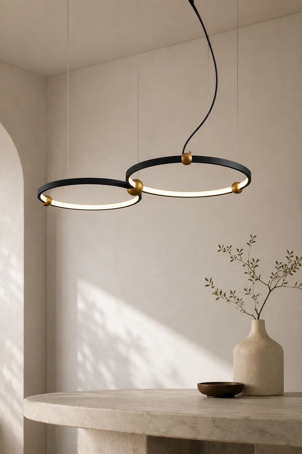 Arisha Minimalist Ring Metal Pendant Light, Black - Lumpaz