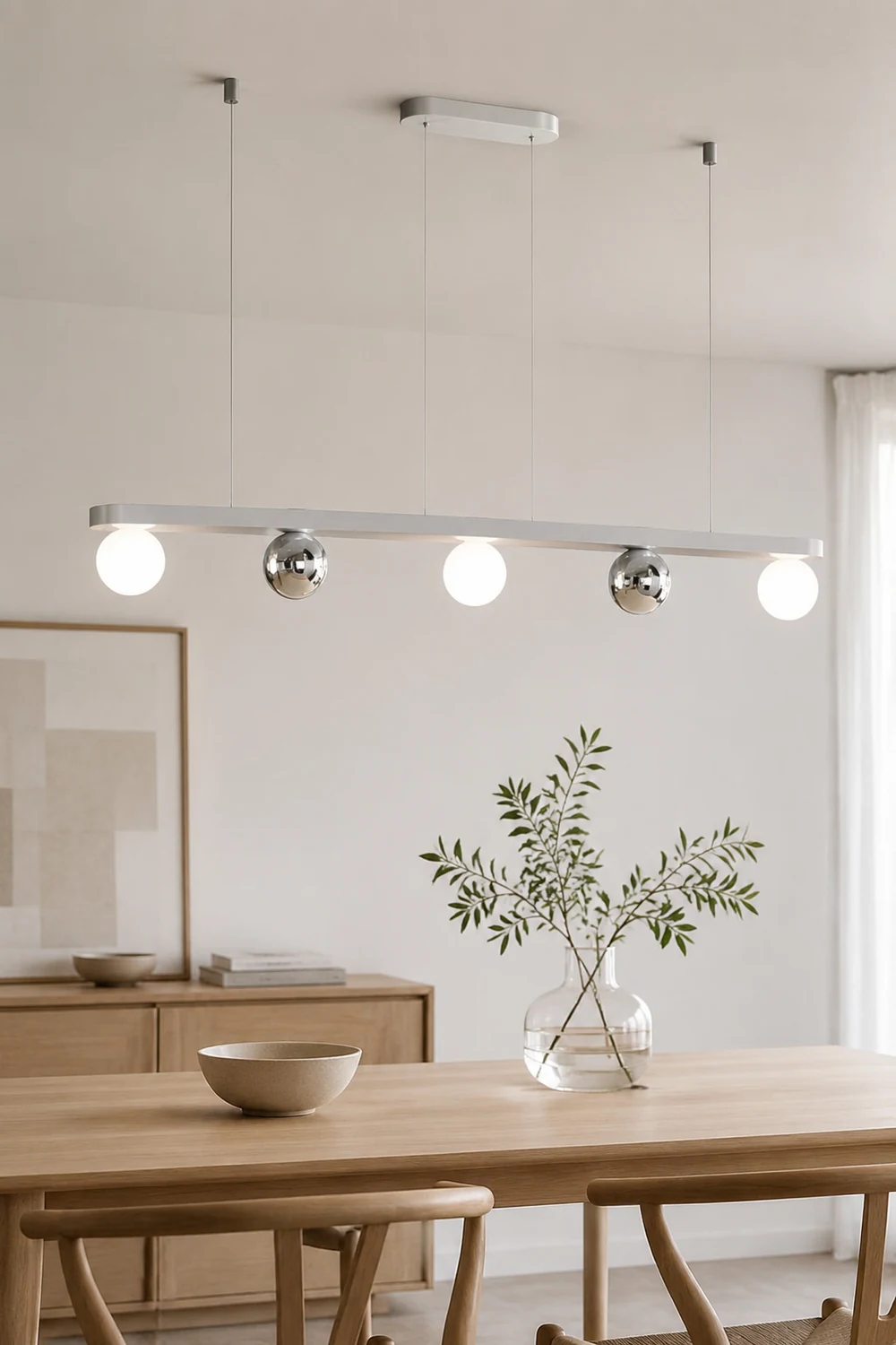 Valentina Pendant Light Multi Globe Modern, Metal/Acrylic, Silver, Dining Room - Lumpaz