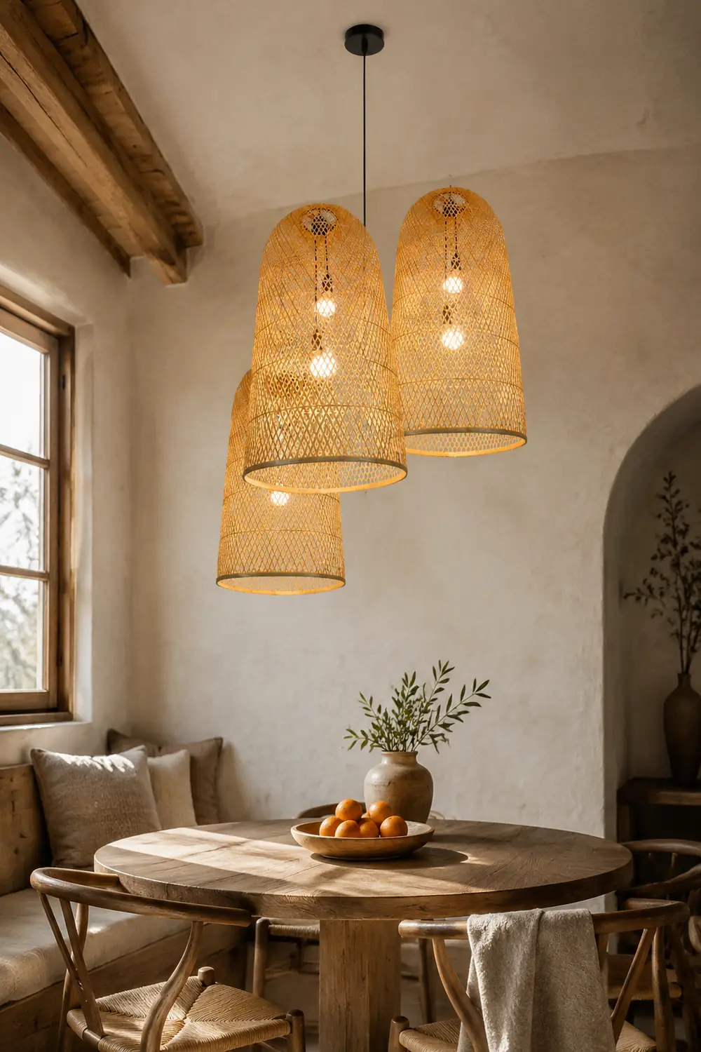 Ritta Natural Handmade Bamboo Led Pendant Light, Bedroom - Lumpaz