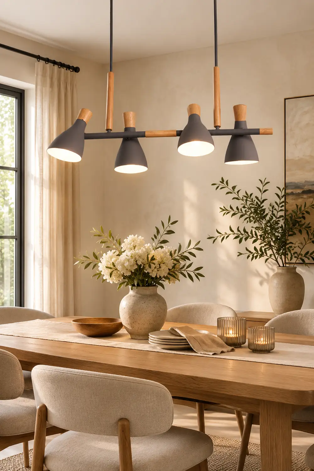 Morandi Nordic Multi Rope Wood Pendant Light, White/Green/Gray - Lumpaz