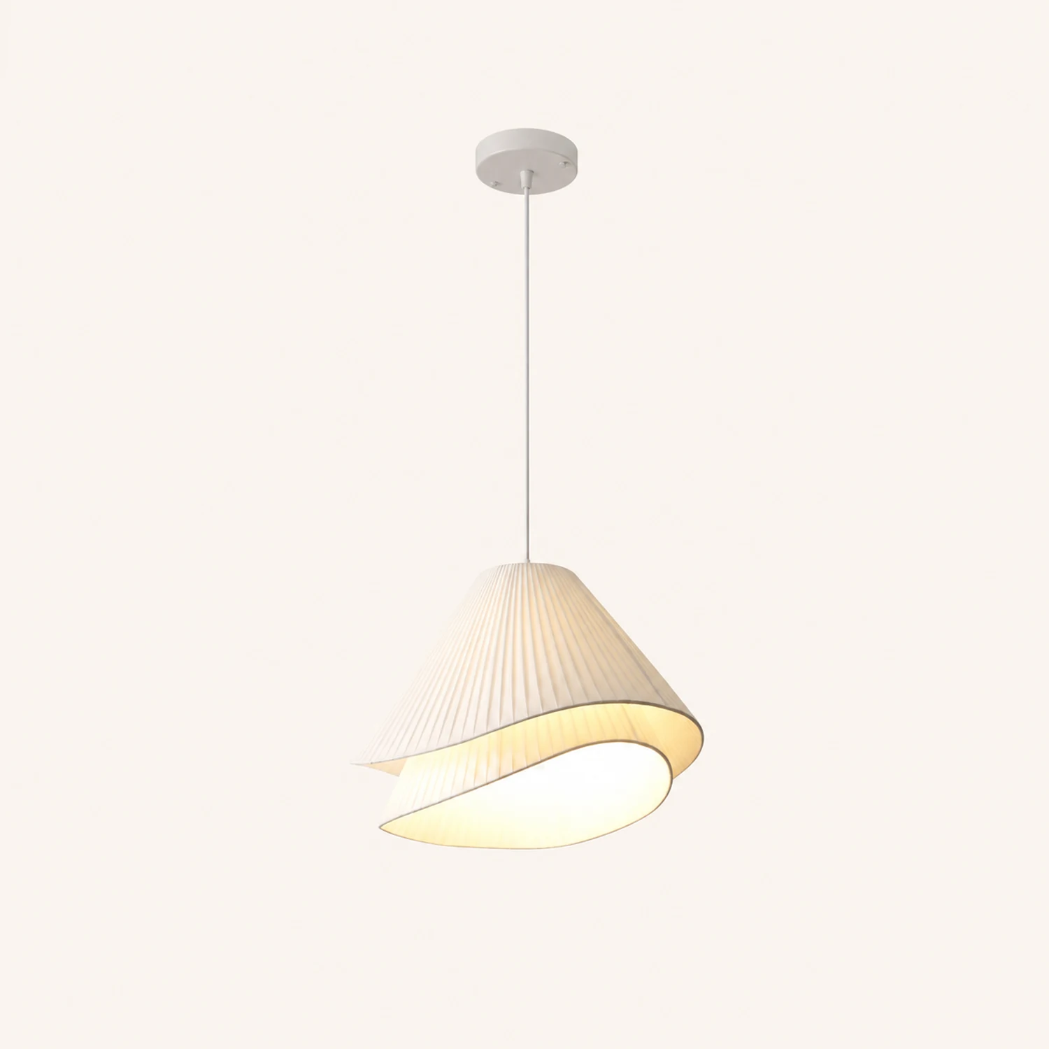 Renée Minimalist Double Overlap Fabric LED Pendant Light, White - Lumpaz