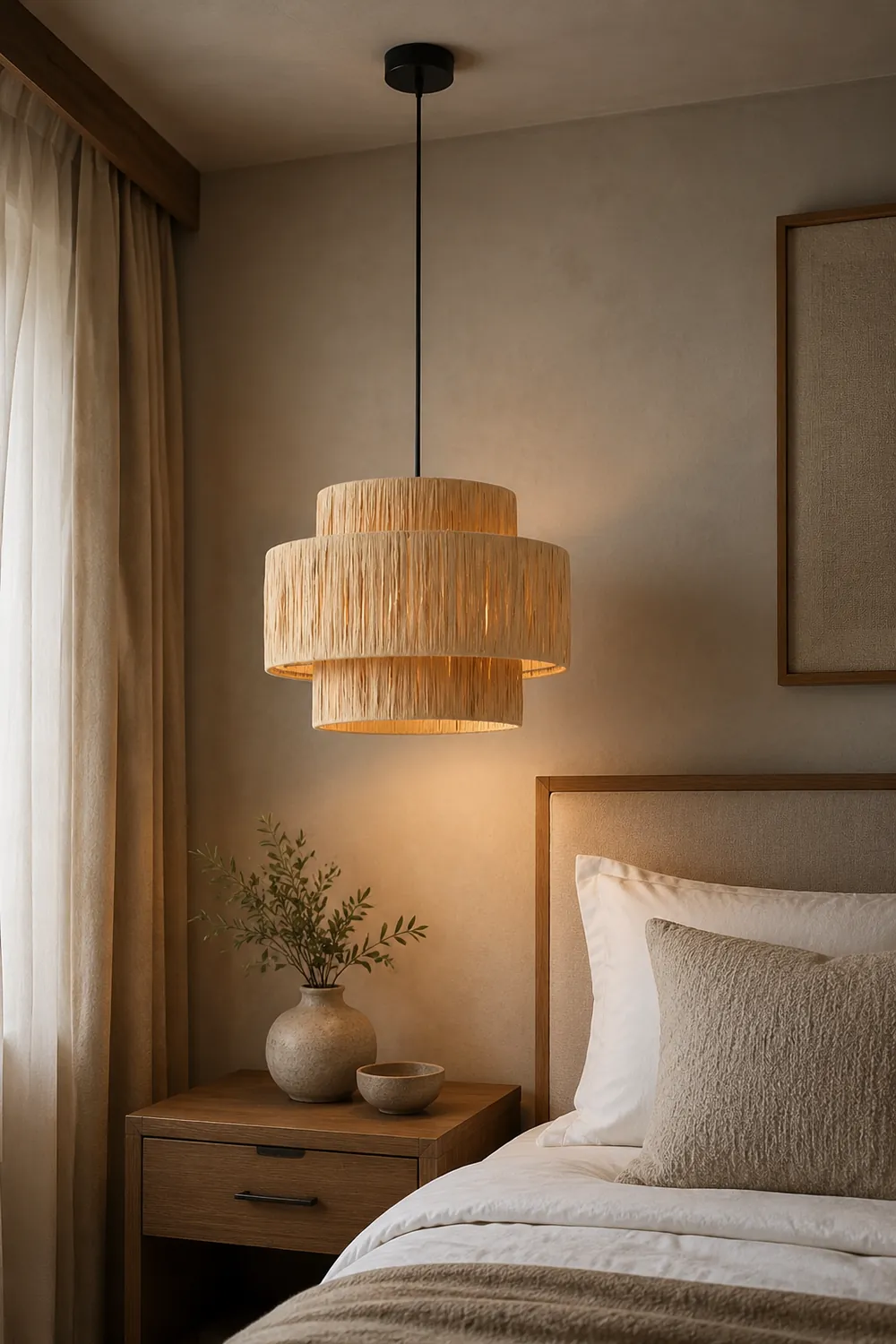 Muto Rustic Boho Rattan Pendant Light 3 Style Living Room - Lumpaz