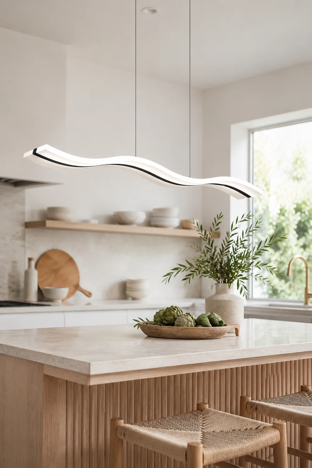 Modern Nordic Acrylic Wave Pendant Light, Black/White - Lumpaz