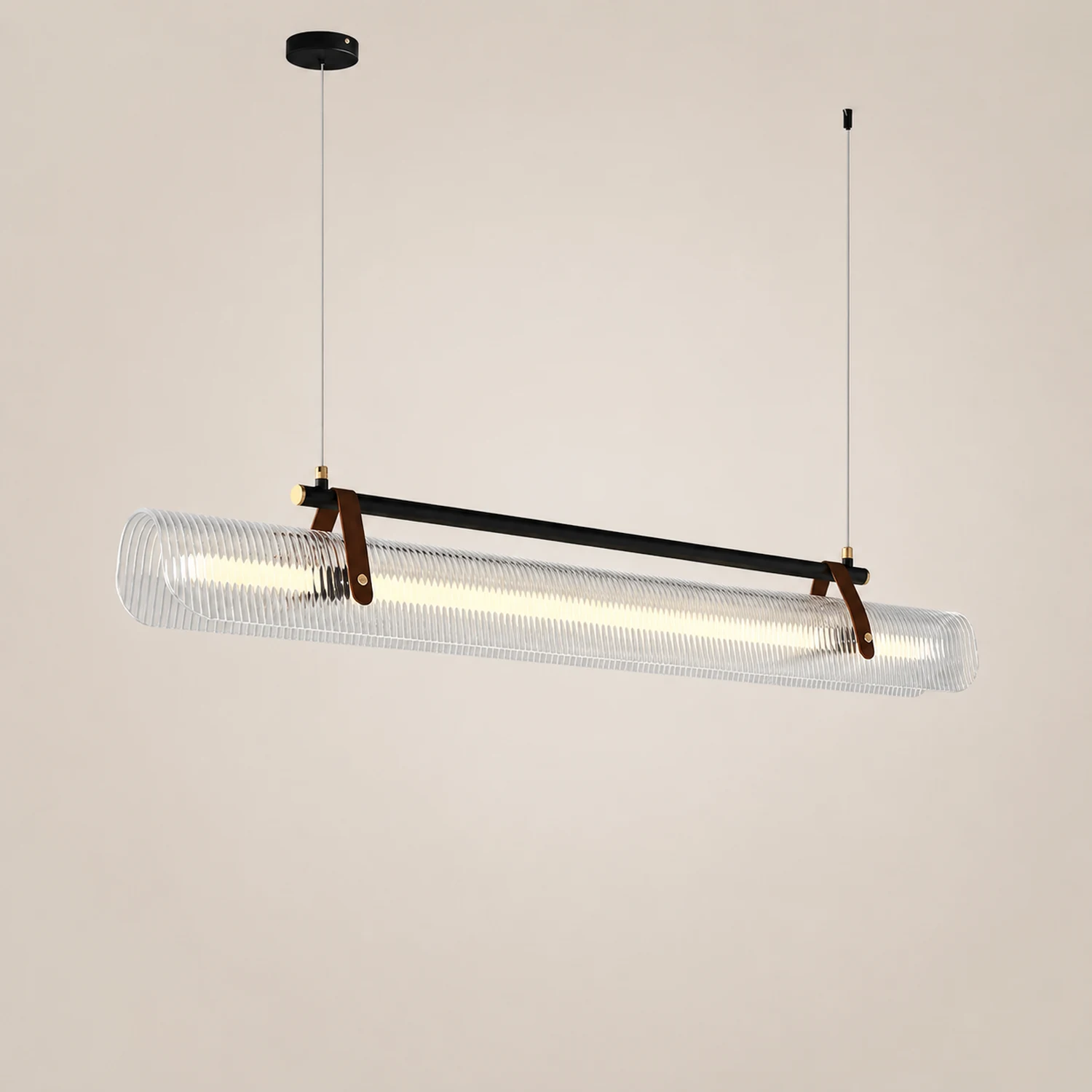 Edge Pendant Light Linear Modern, Acrylic/Metal, Black/Gold, Study - Lumpaz