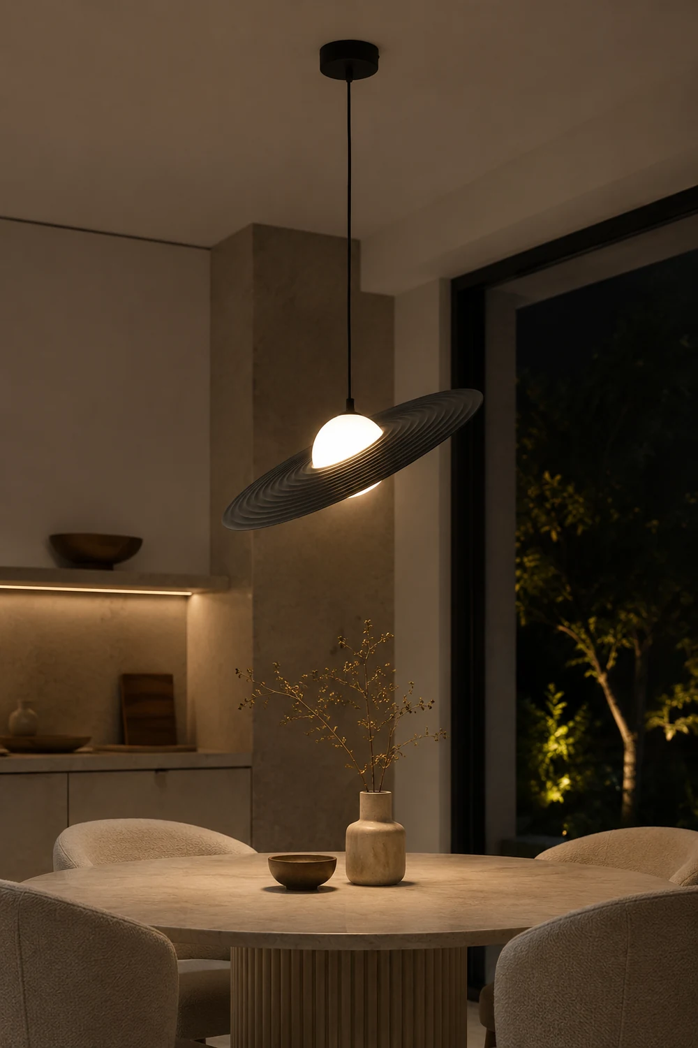 Cairns Minimalist Star Ring Metal Pendant Light,Black/White - Lumpaz