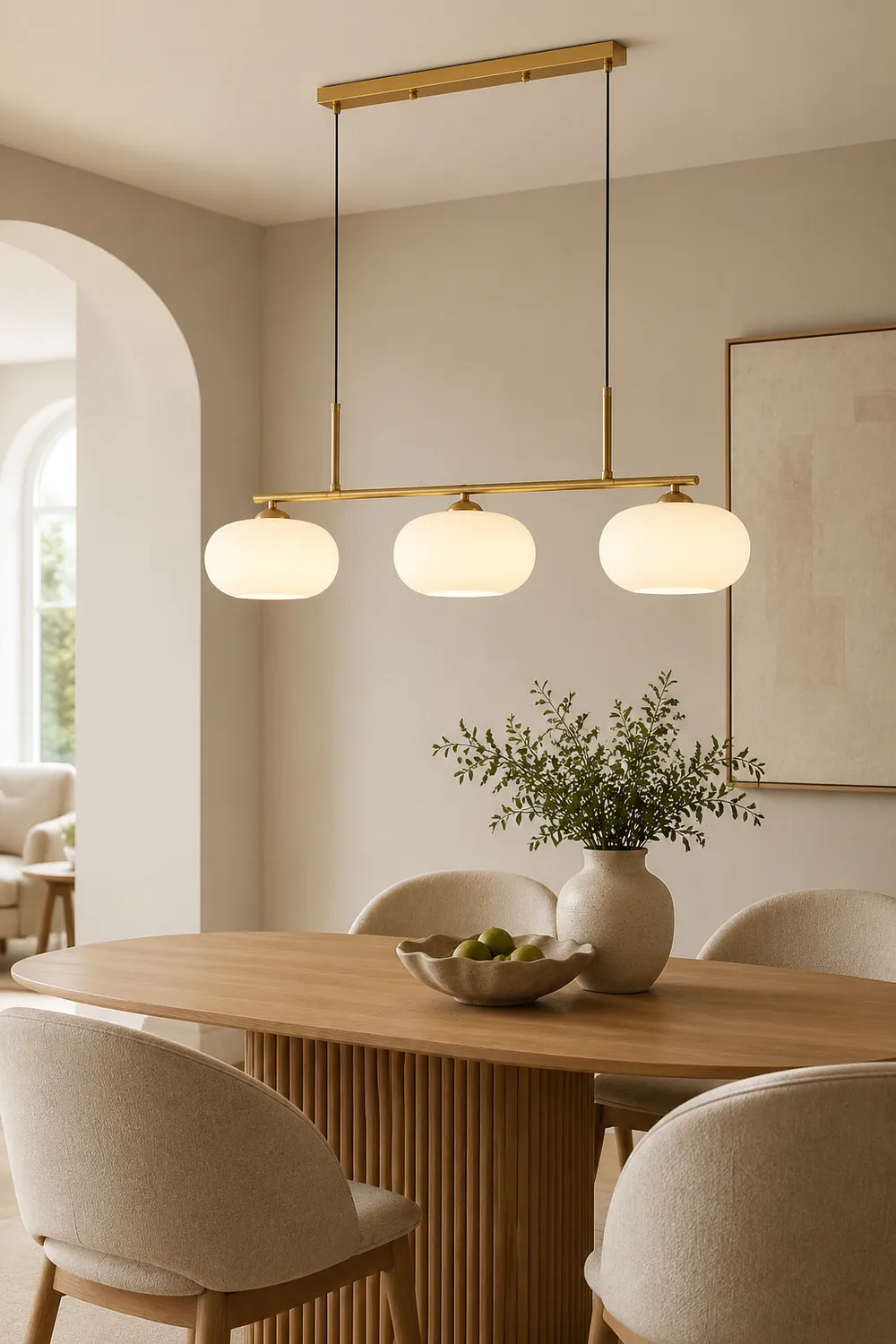 Hailie Cream Cluster Pendant Light, 3 Heads - Lumpaz