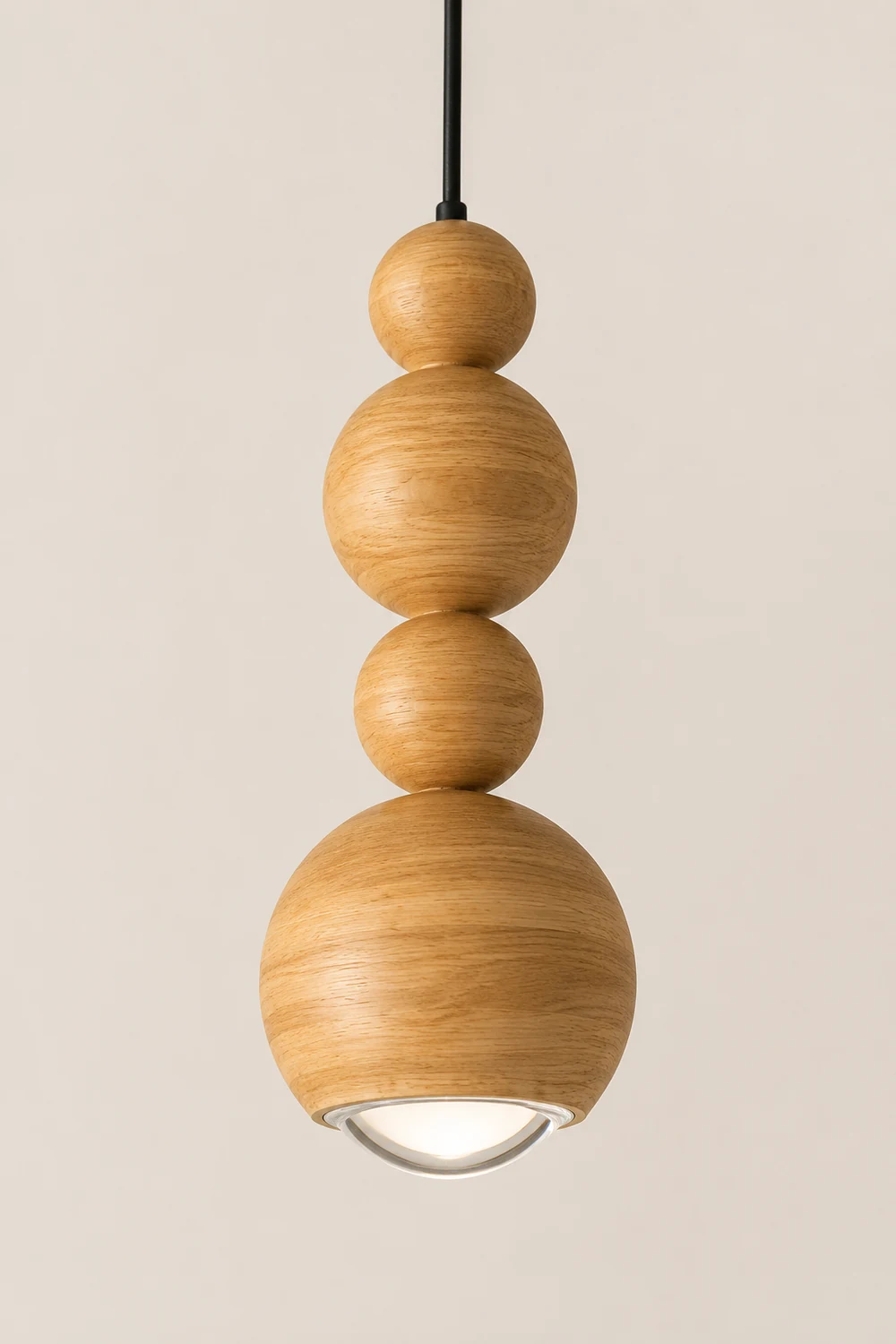 Muto Vintage LED Pendant Globe Light White Metal Wood Bedroom - Lumpaz