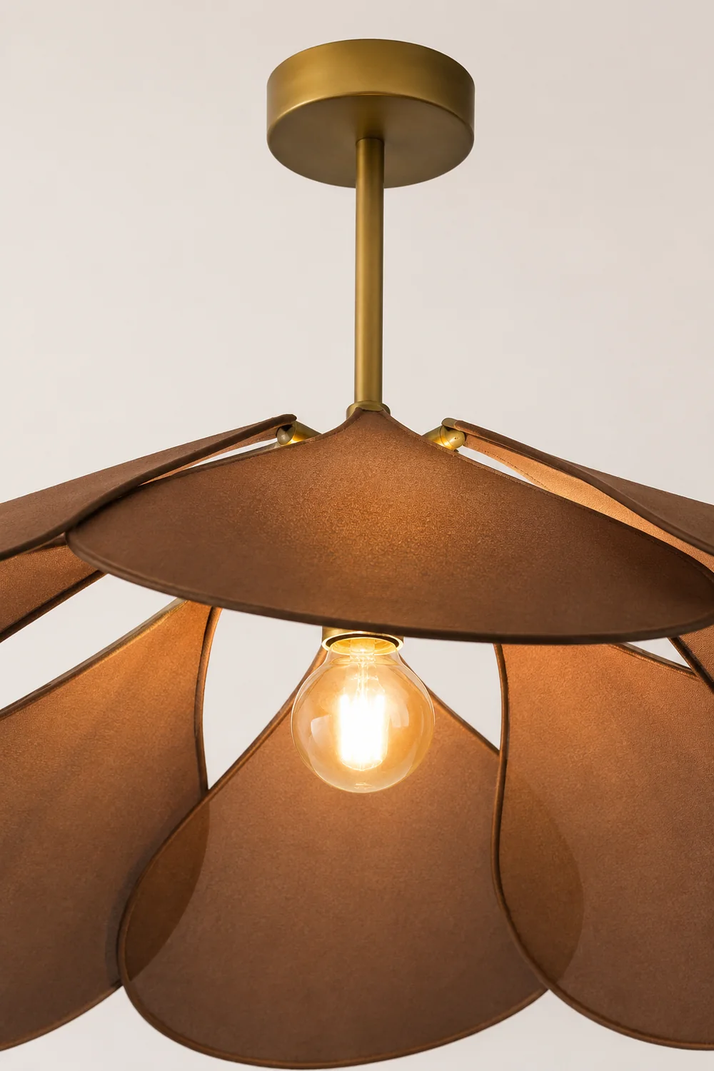 Renée Pendant Light Vintage Rustic Wabi Sabi, Fabric, White/Brown - Lumpaz