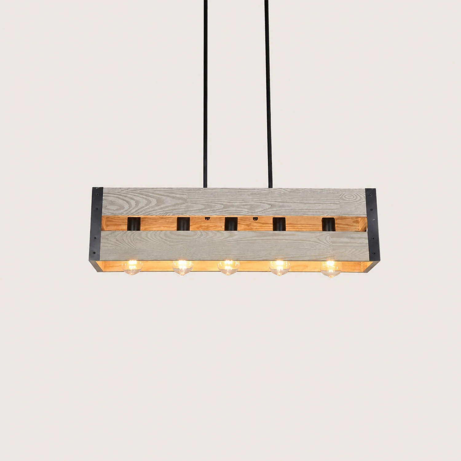 Alessio Retro LED Metal/Wood Pendant Light Living Room/Bedroom - Lumpaz