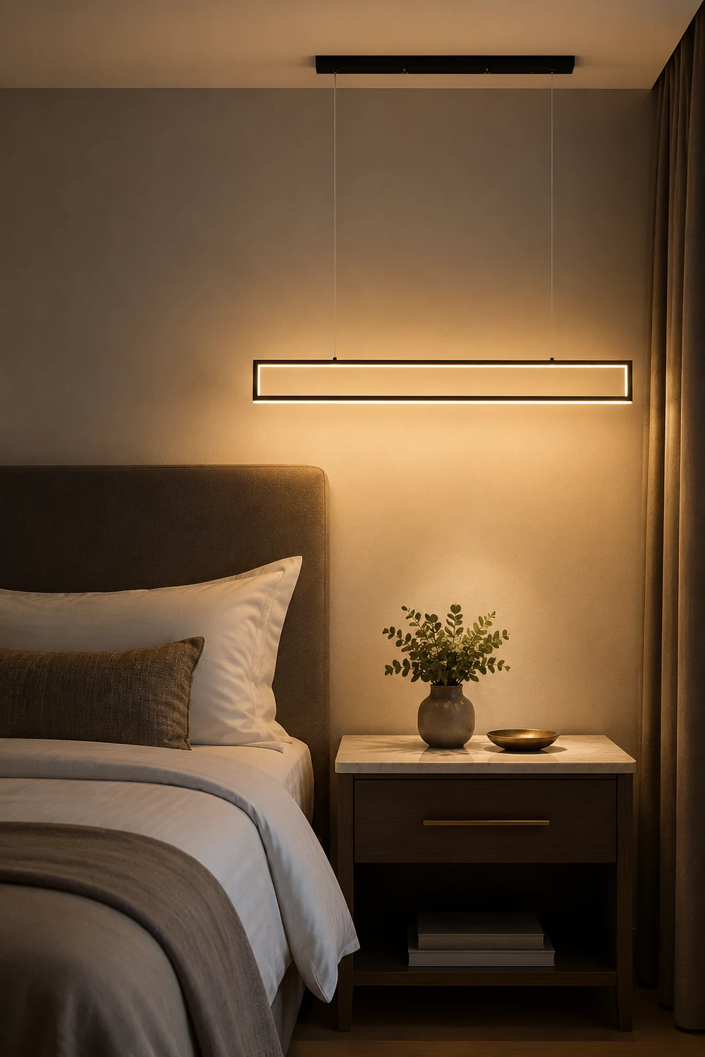 Edge Modern Metal Vertical Rectangular Pendant Light, Black - Lumpaz