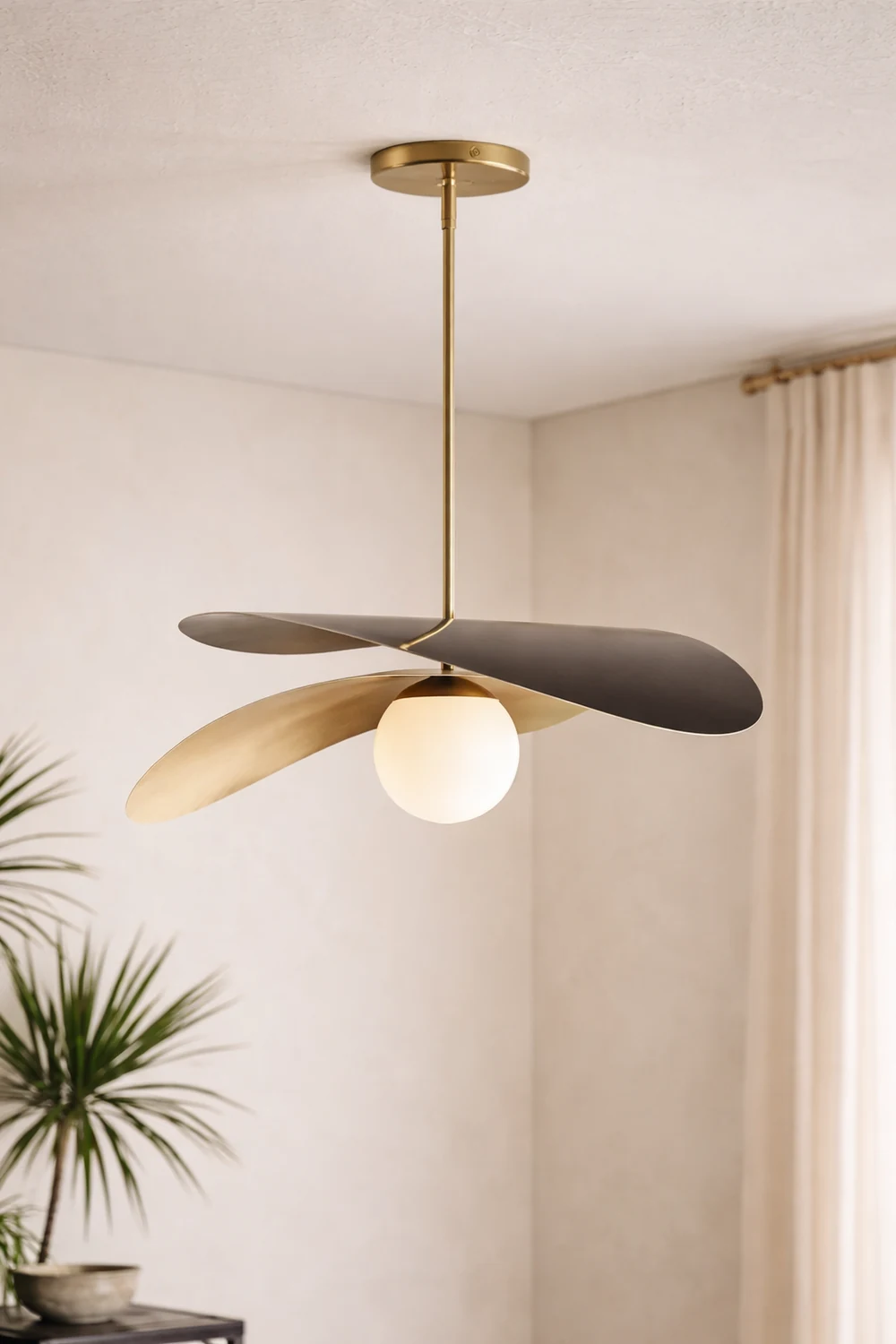 Carins Decorative Geometric Metal Pendant Light, Black/Gold - Lumpaz