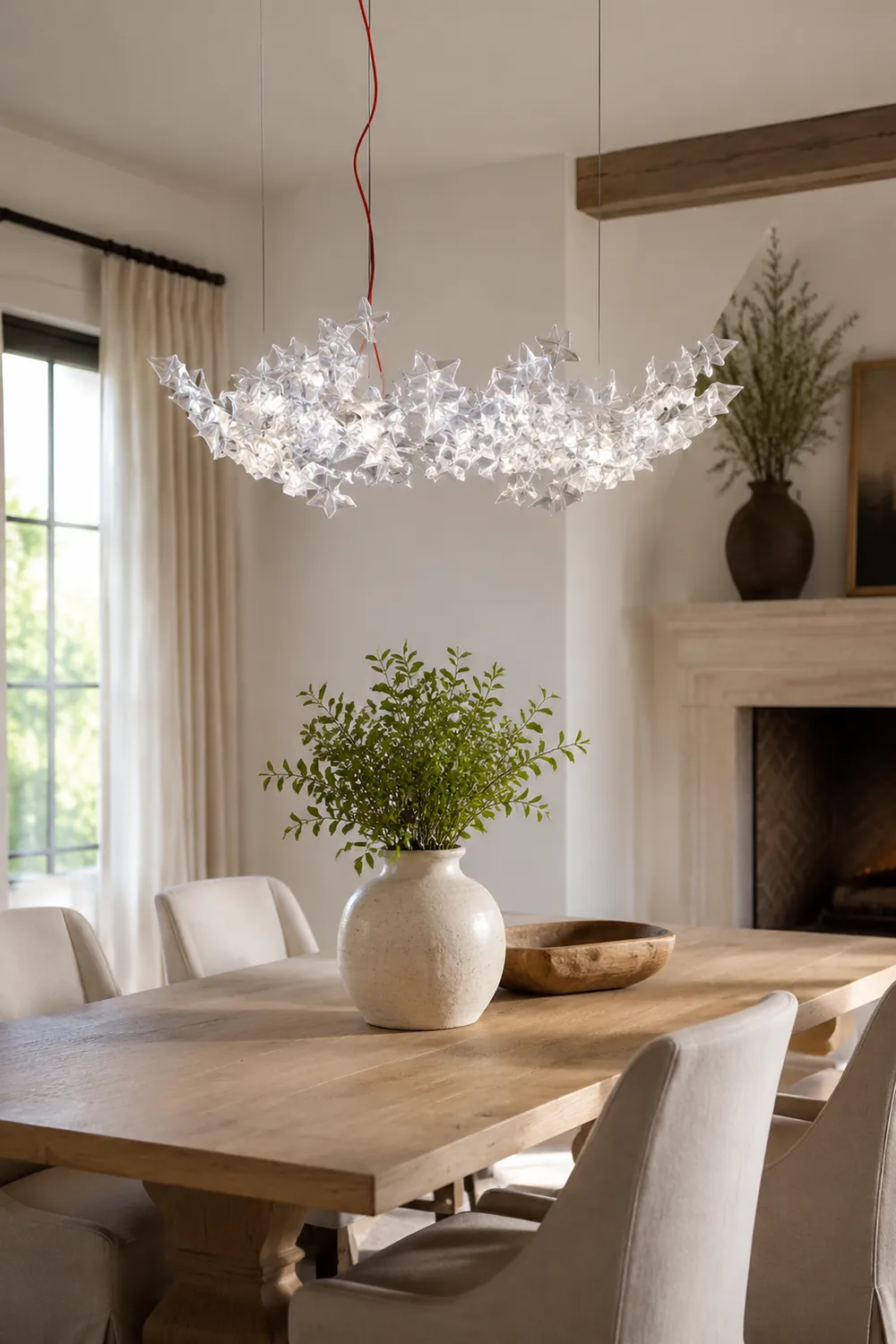 Ophelia Luxury Star Acrylic Pendant Light, Living Room, Silver - Lumpaz