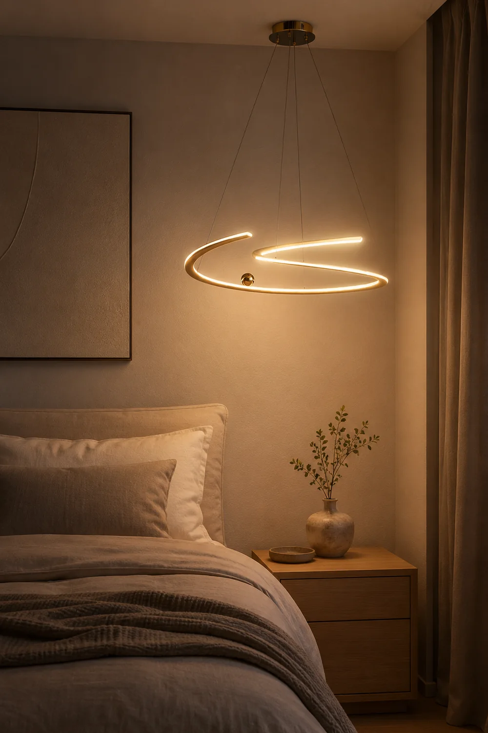 Minimalist Linear Metal Pendant Light,Gold - Lumpaz