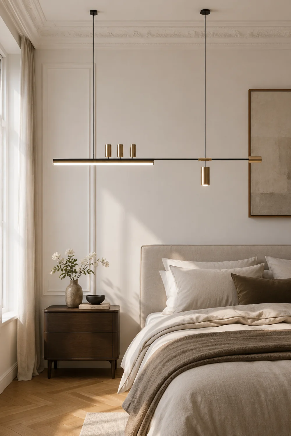 Edge Modern Minimalist Liner Metal/Acrylic Pendant Light, Gold/Black - Lumpaz