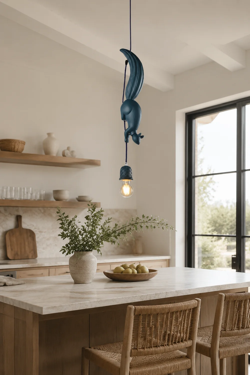 Valentina Pendant Light Squirrel/Pinecone Modern, Resin, Black/White/Blue/Pink, Restaurant - Lumpaz