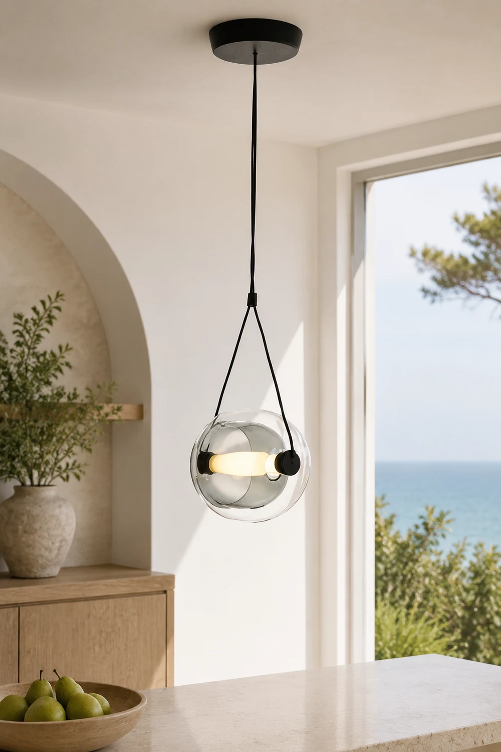 Hailie Modern Bubble Glass Pendant Light, Blue/Yellow/Pink/Smoky Gray/White/Clear - Lumpaz