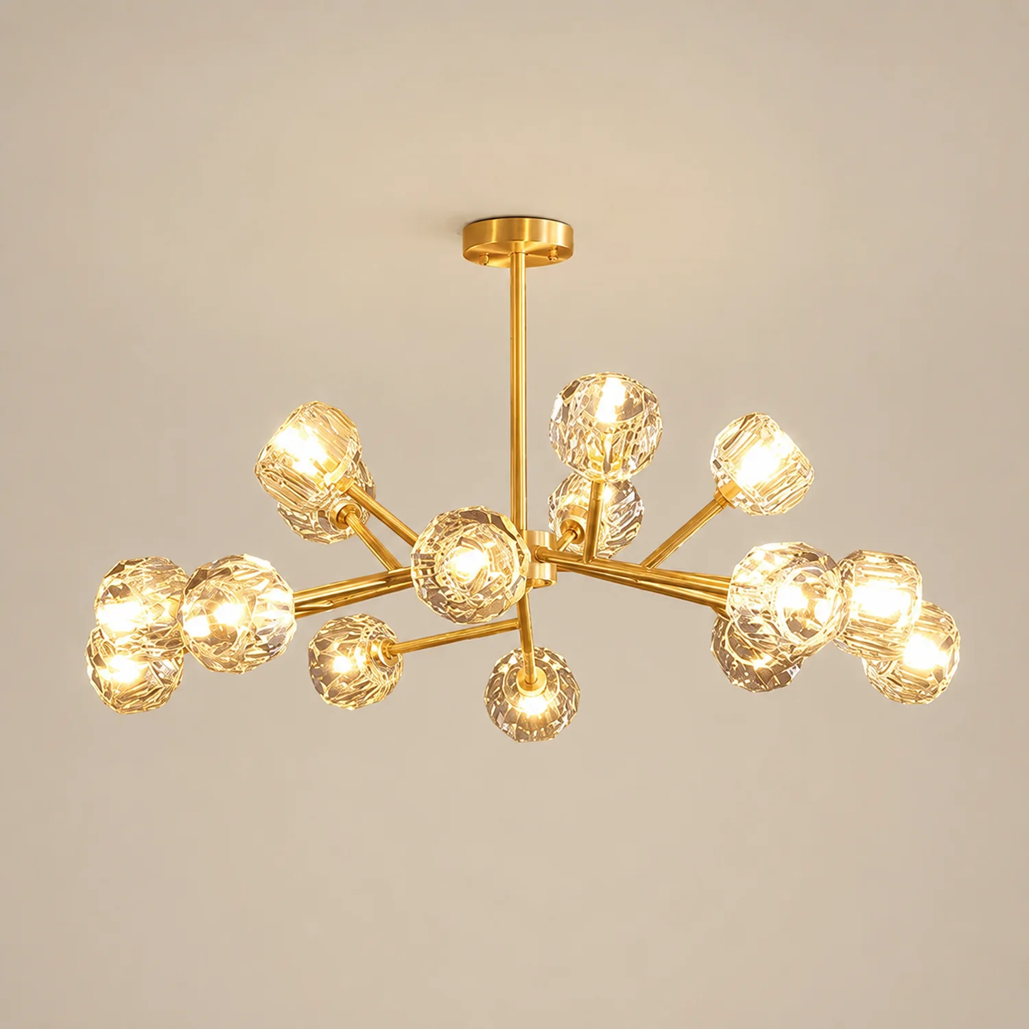 Valentina Modern Blown Metal Pendant Light, Gold - Lumpaz