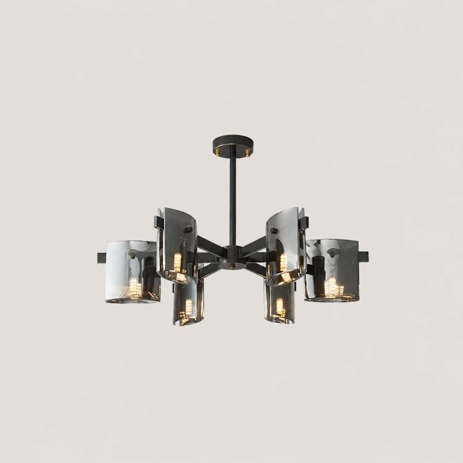 Evette Minimalist Multi Head Metal Pendant Light, Black/Gold - Lumpaz