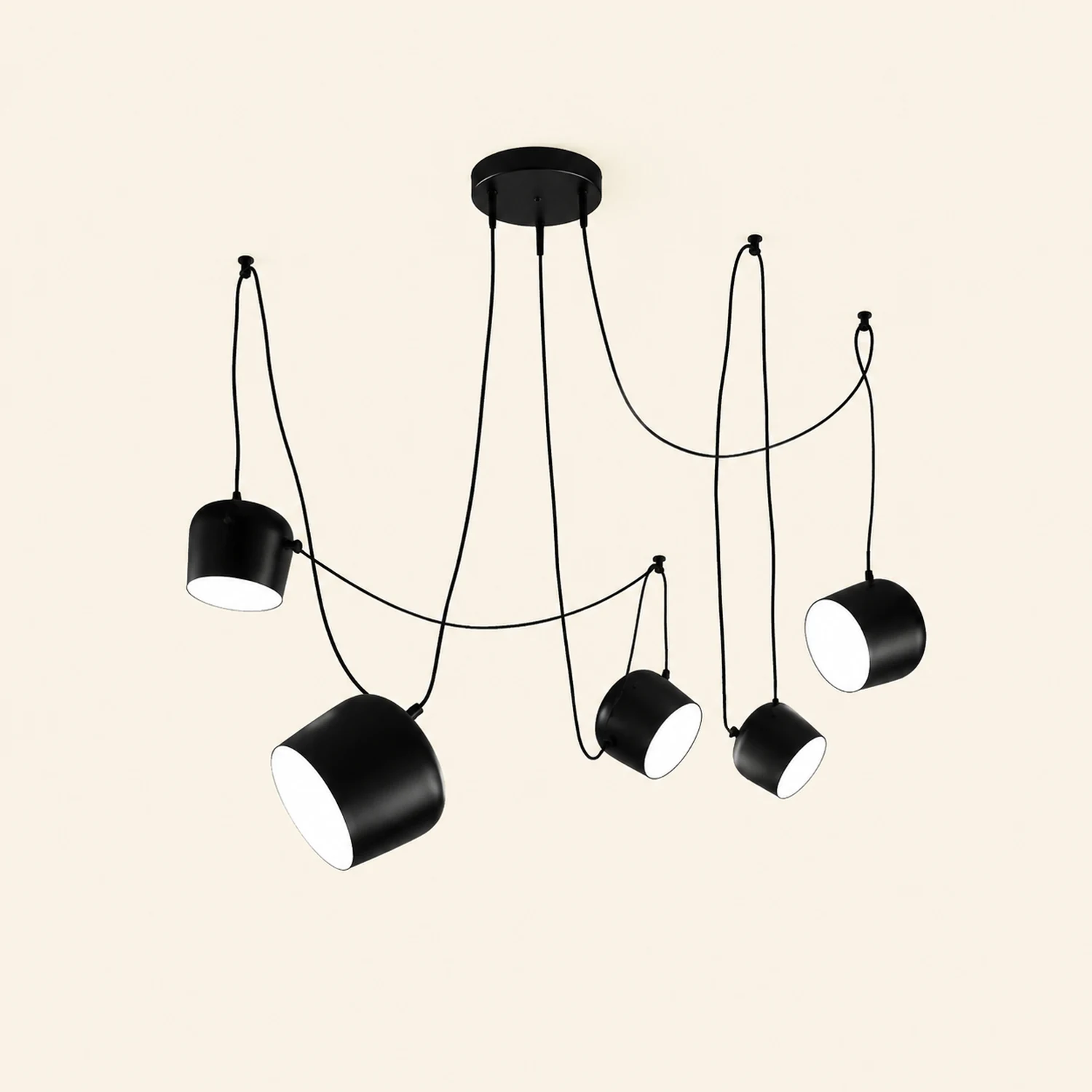 Modern Scandinavian Swag Drum Pendant Light, Black/White - Lumpaz