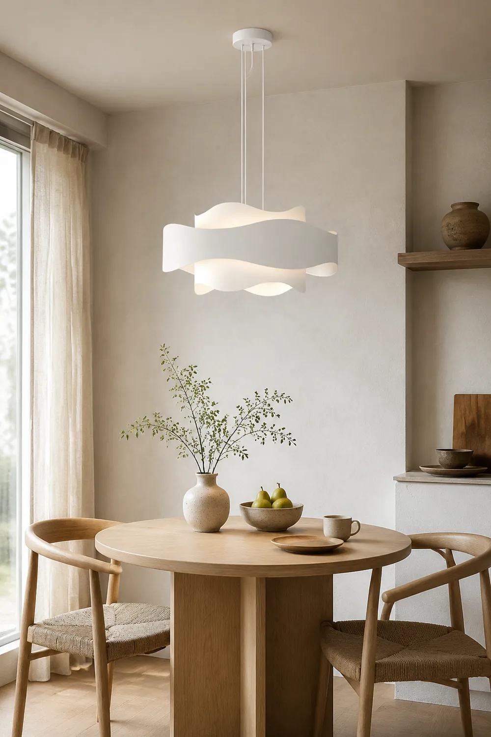 Bella Art Deco Flower Shape Metal Pendant Light, White - Lumpaz