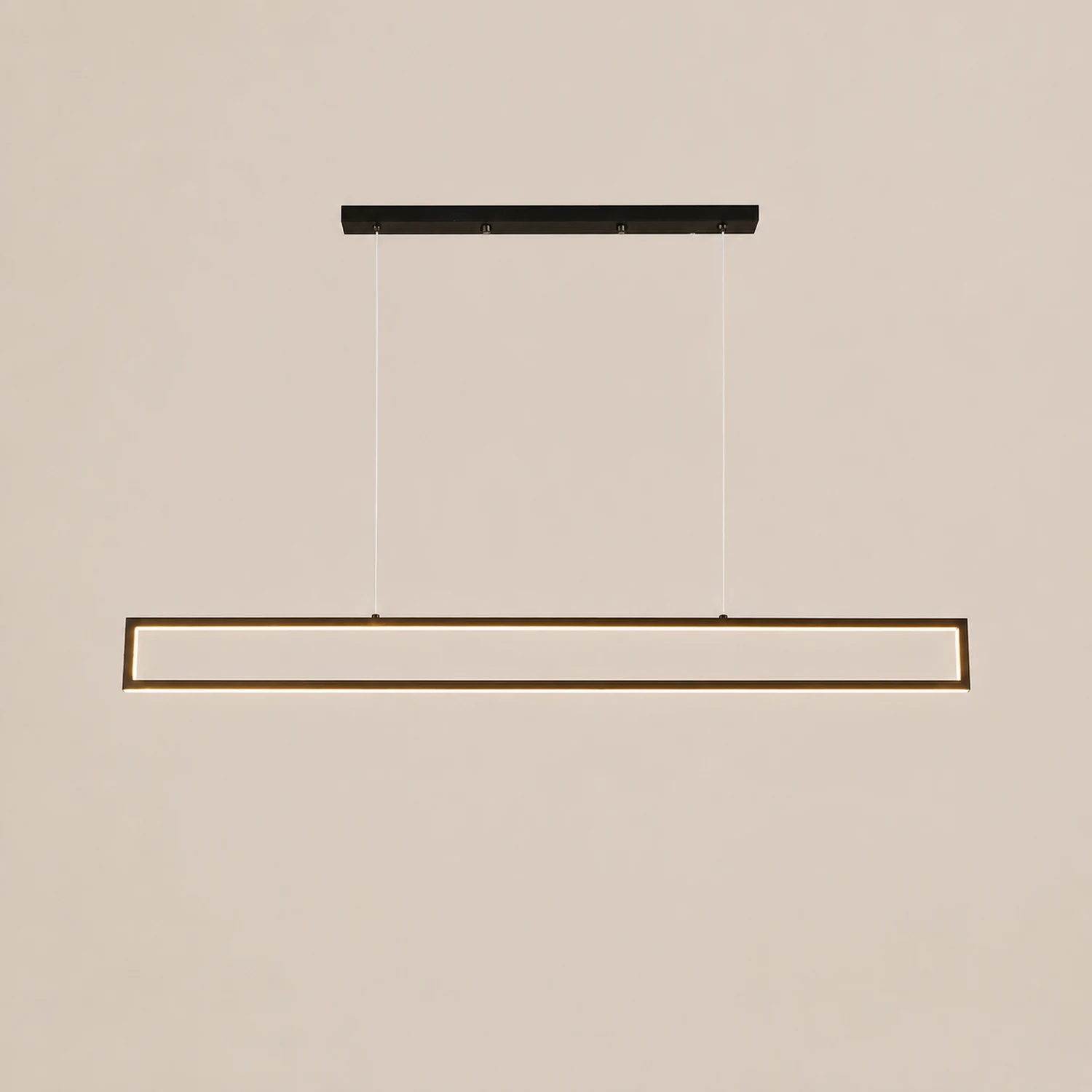 Edge Modern Metal Vertical Rectangular Pendant Light, Black - Lumpaz
