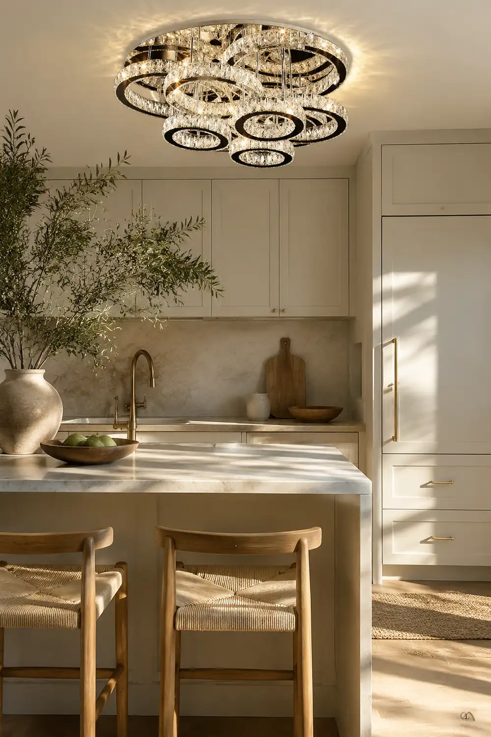 Kristy Modern Multi Ring Metal And Crystal Pendant Light - Lumpaz