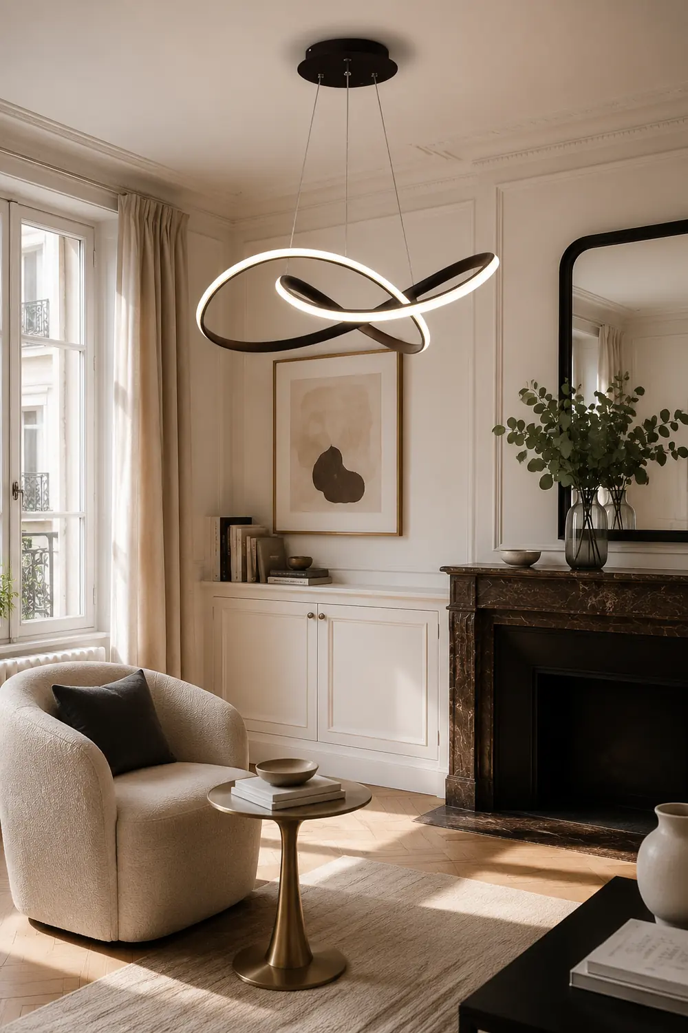 Modern Led Pendant Light, Black/White, Living Room/Bedroom - Lumpaz